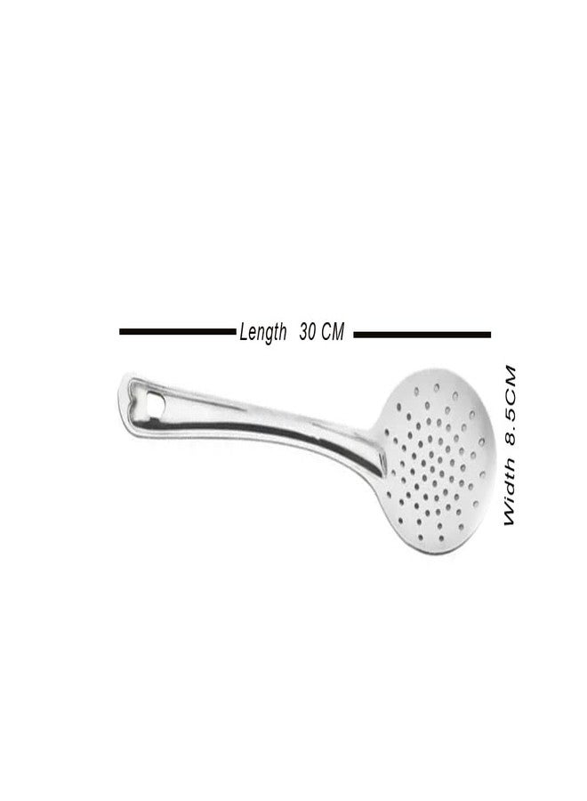 KRIPT 9 Skimmer Spoon for Frying Stainless Steel., 30X8.5X2 Cm, Silver - Image 2